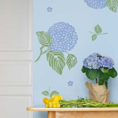 Japanese Hydrangea Floral Stencil