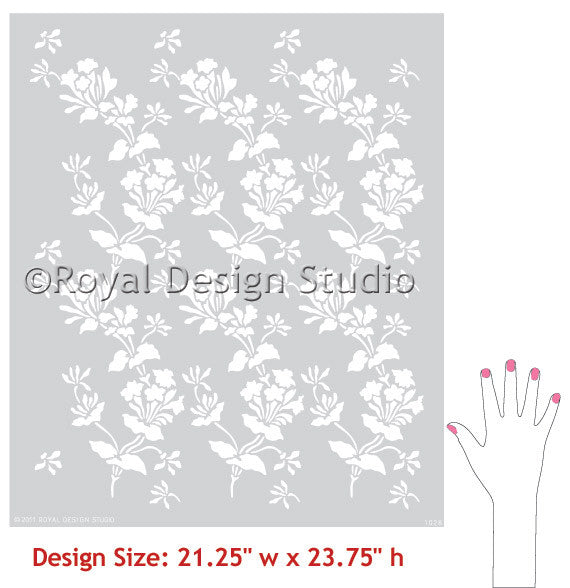 Allover Bellflower Floral & Vine Stencil
