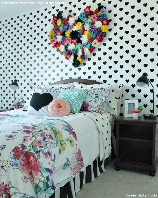 Polka Heart Wall Stencil