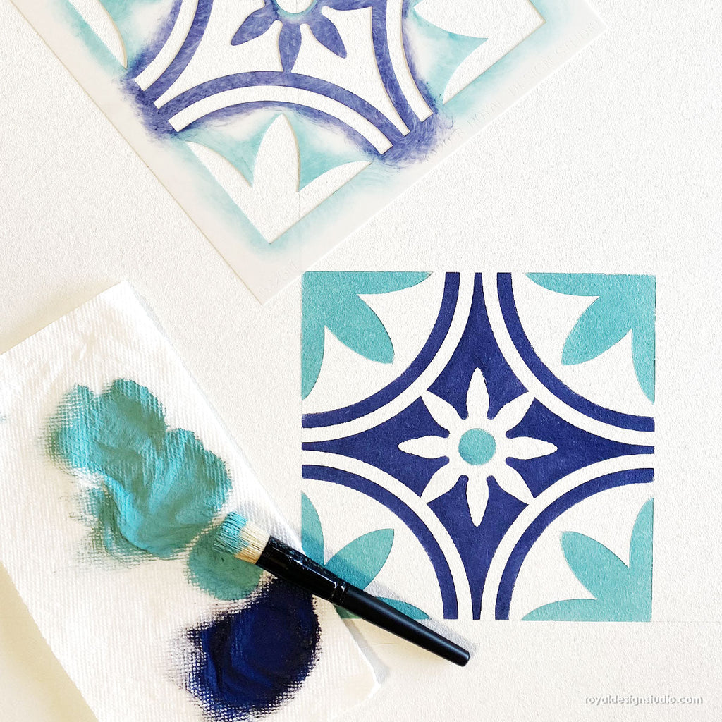 Maison Floral Tile Stencil