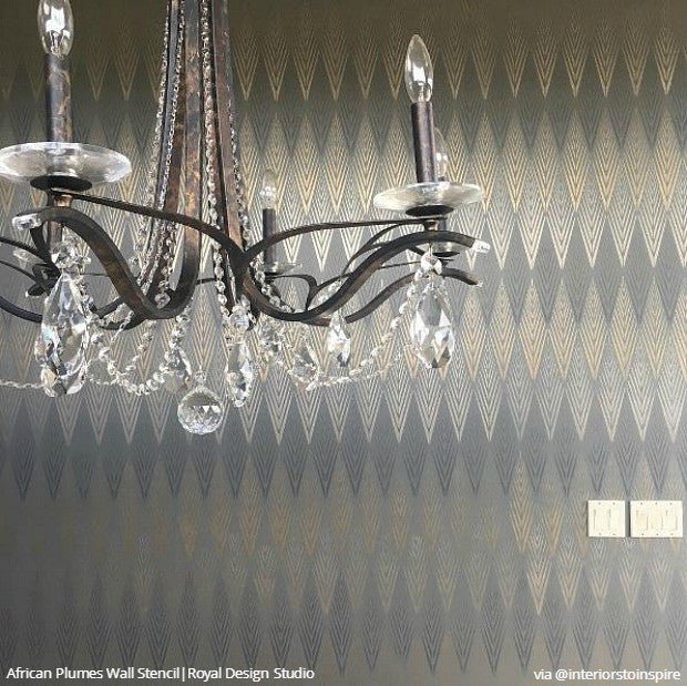 African Plumes Raven + Lily Wall Stencil