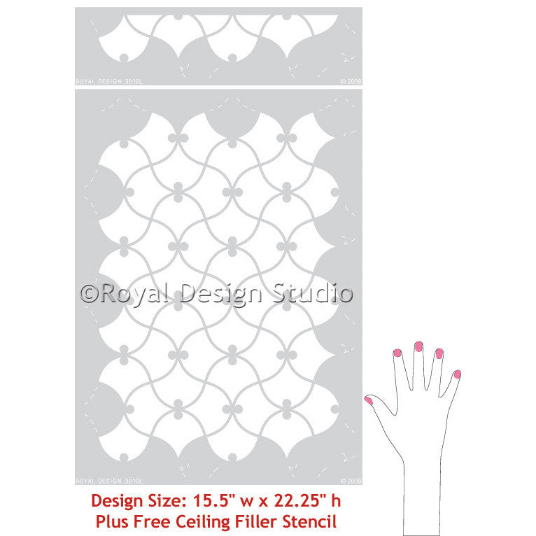Curved Connection Moroccan Stencil