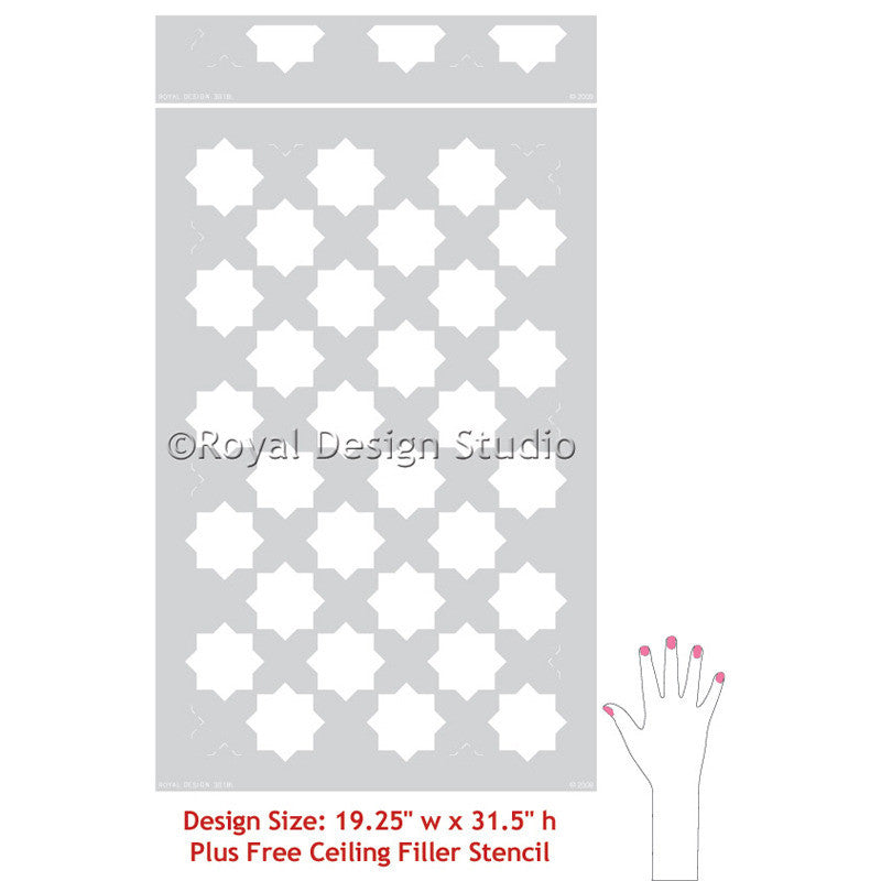 Eight Pointed Stars Moroccan Stencil