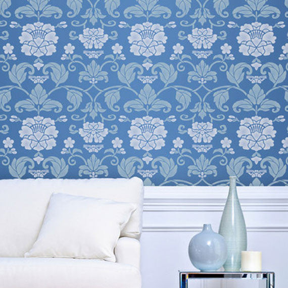 Butterfly & Peony Allover Wall Stencil