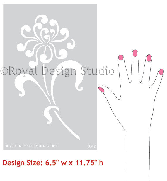 Curly Q Flower Stencil