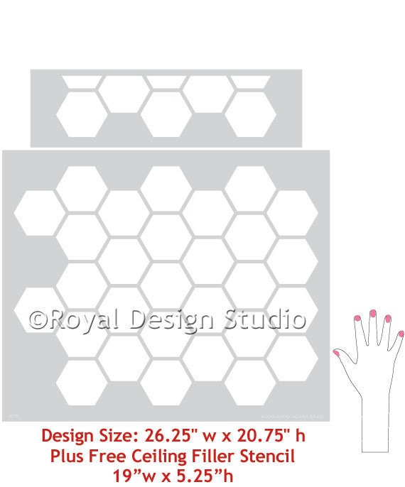 Honeycomb Hexagon Tiles Wall Stencil