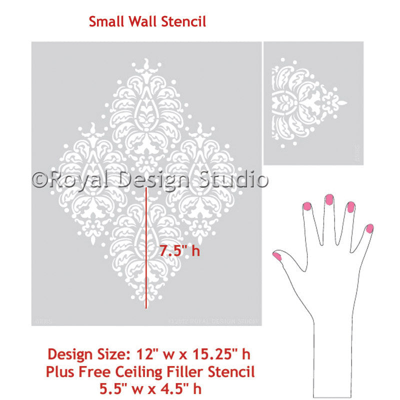 Bombay Paisley Damask Wall Stencil