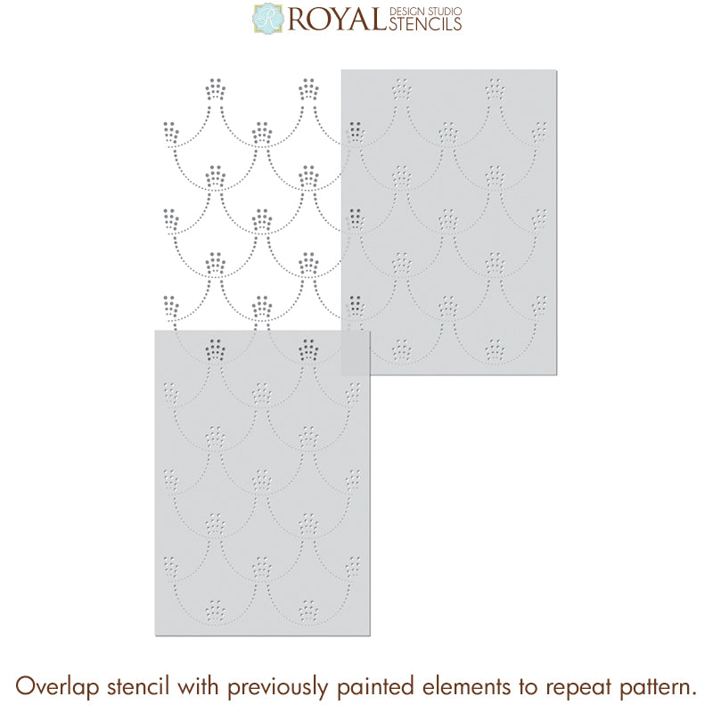 Deco Pearls Damask Wall Stencil