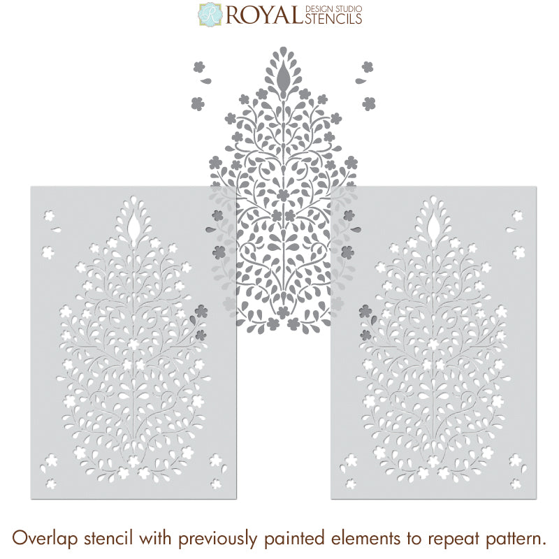 Persian Garden Damask Wall Stencil