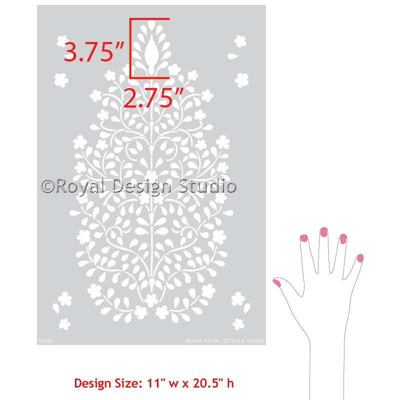 Persian Garden Damask Wall Stencil