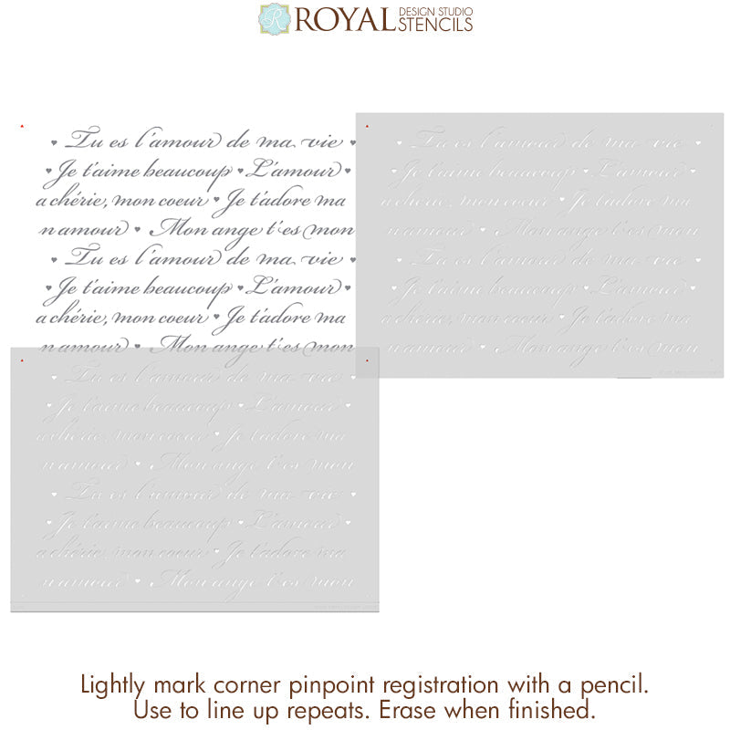 French Love Letters Wall Stencil