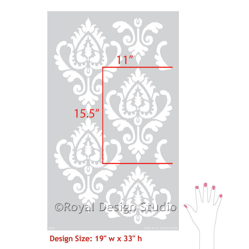 Anika Ikat Damask Wall Stencil