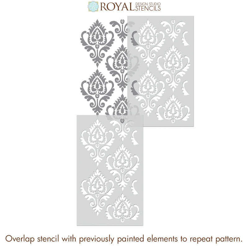 Anika Ikat Damask Wall Stencil