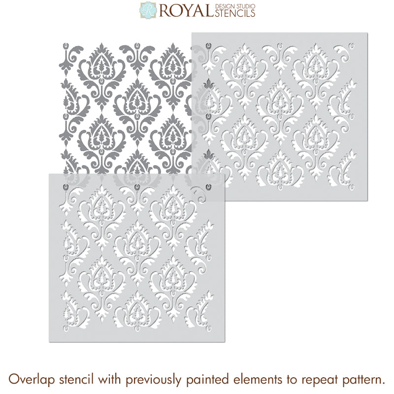 Anika Ikat Damask Wall Stencil