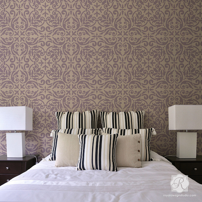 Anastasia Damask Tile Wall Stencil