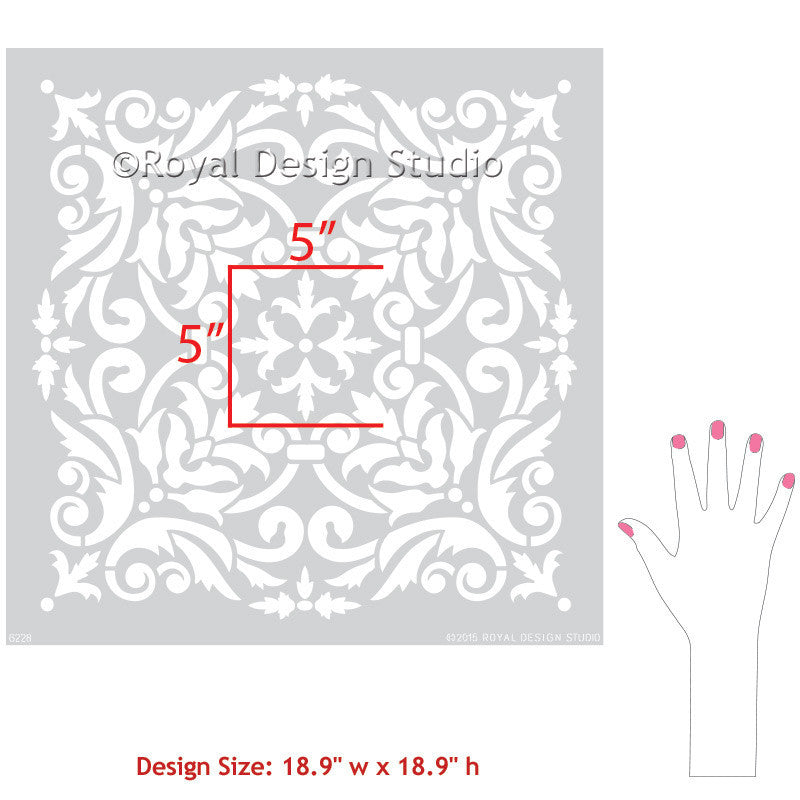 Anastasia Damask Tile Wall Stencil