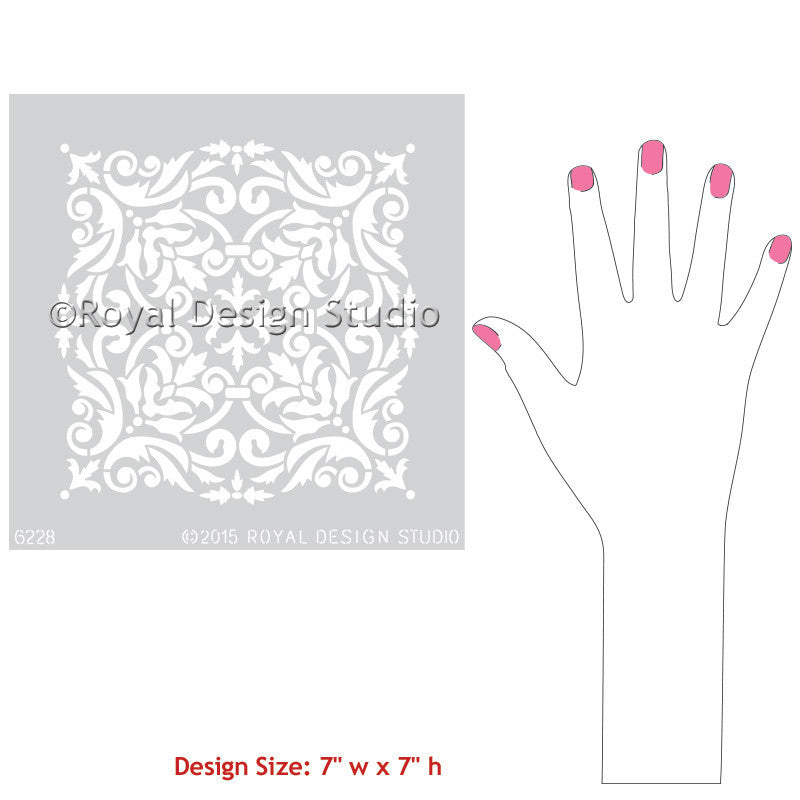 Anastasia Damask Tile Furniture Stencil