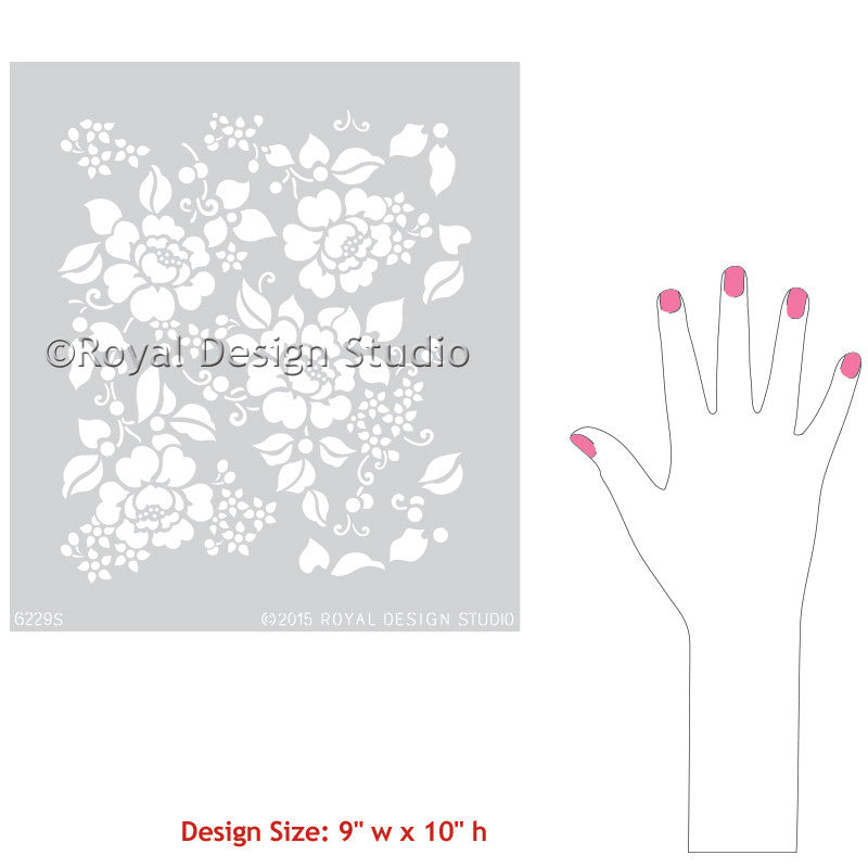 Spring Rose Blossoms Furniture Stencil