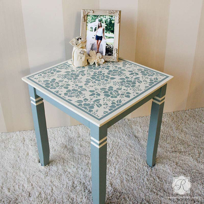 Spring Rose Blossoms Furniture Stencil