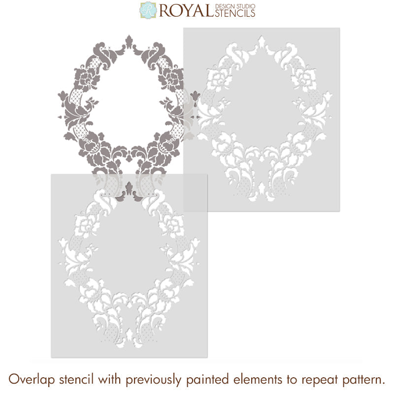 Floral Cascade Damask Wall Stencil