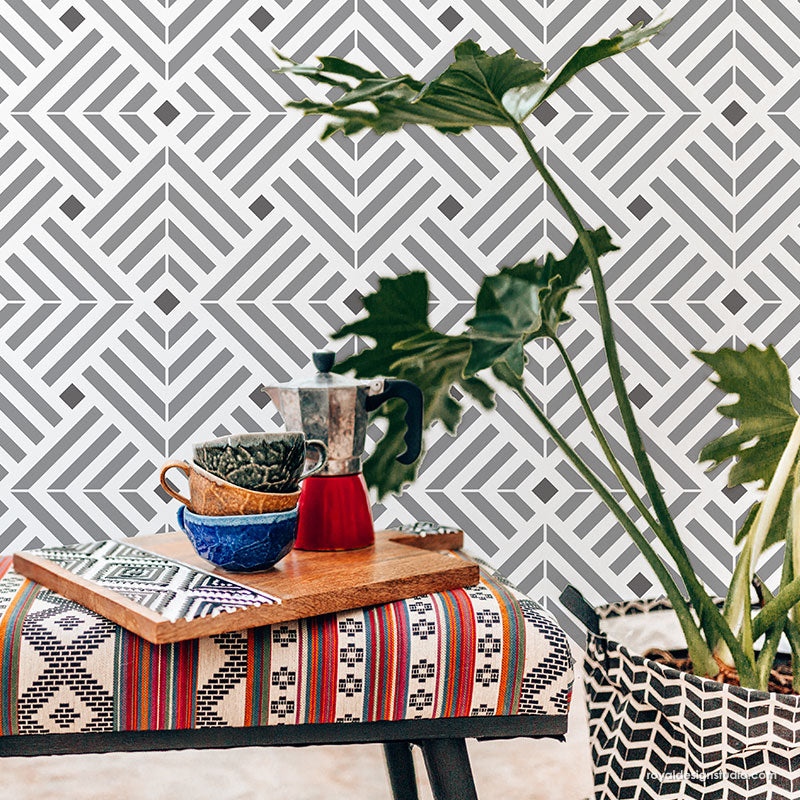 Illusion Tile Wall Stencil