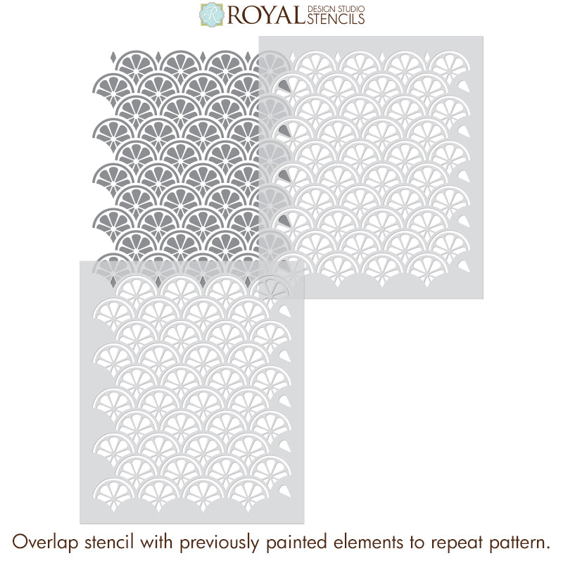 Citrus Scallops Wall Stencil