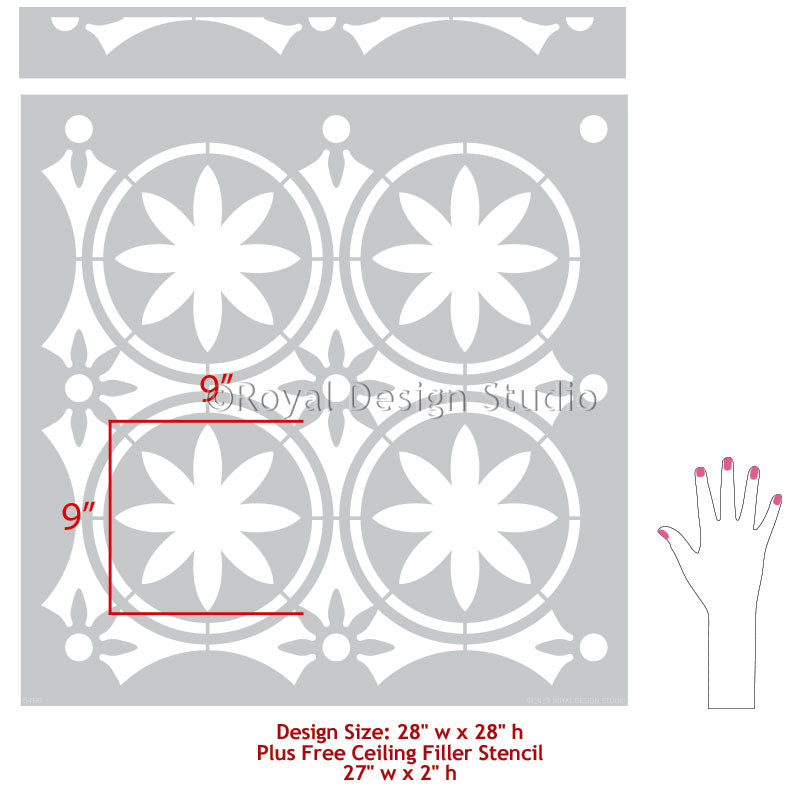 Upscaled Maison Floral Allover Tile Stencil