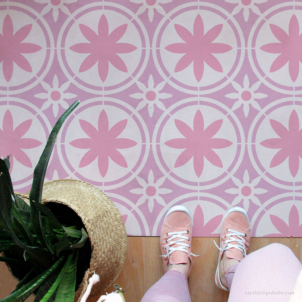 Upscaled Maison Floral Allover Tile Stencil