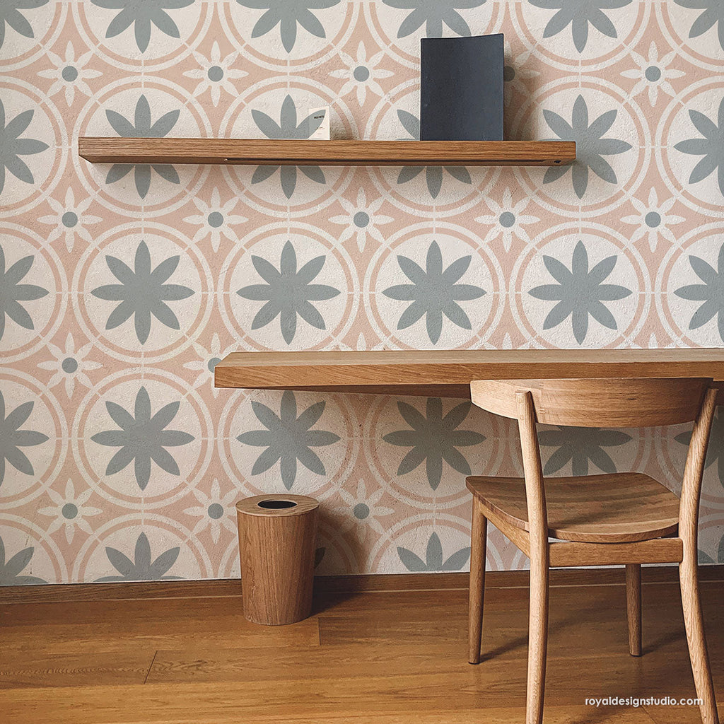 Upscaled Maison Floral Allover Tile Stencil