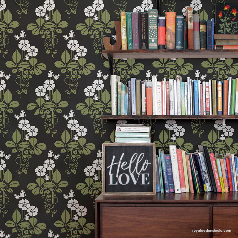 English Cottage Flower Wall Stencil