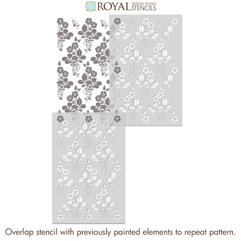 English Cottage Flower Wall Stencil