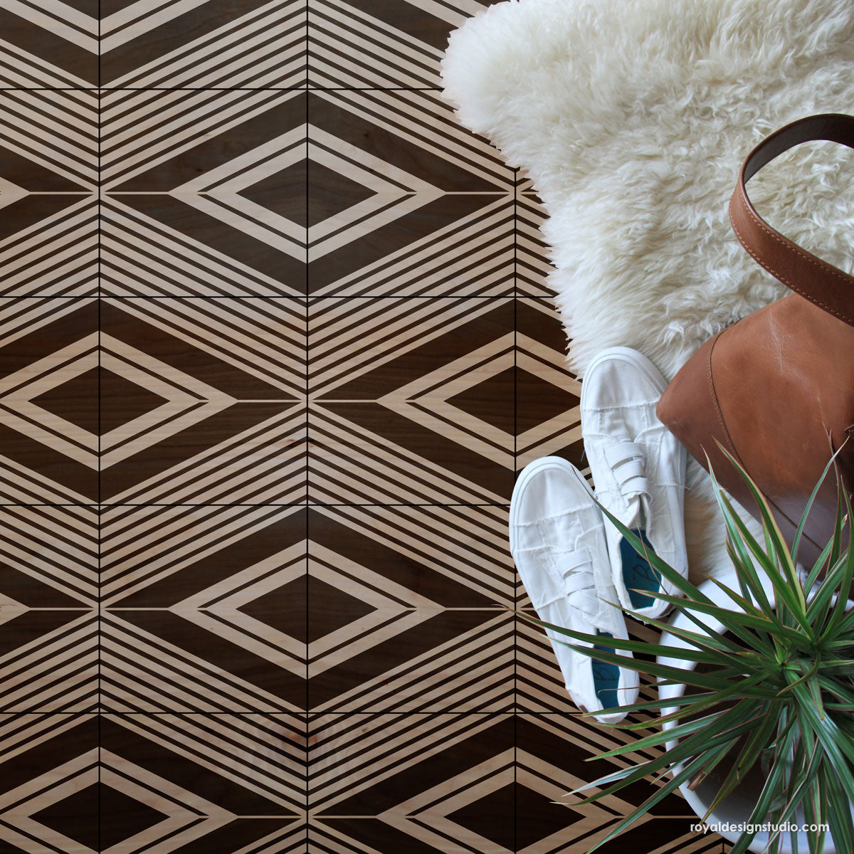 On Point Diamonds Tile Stencil