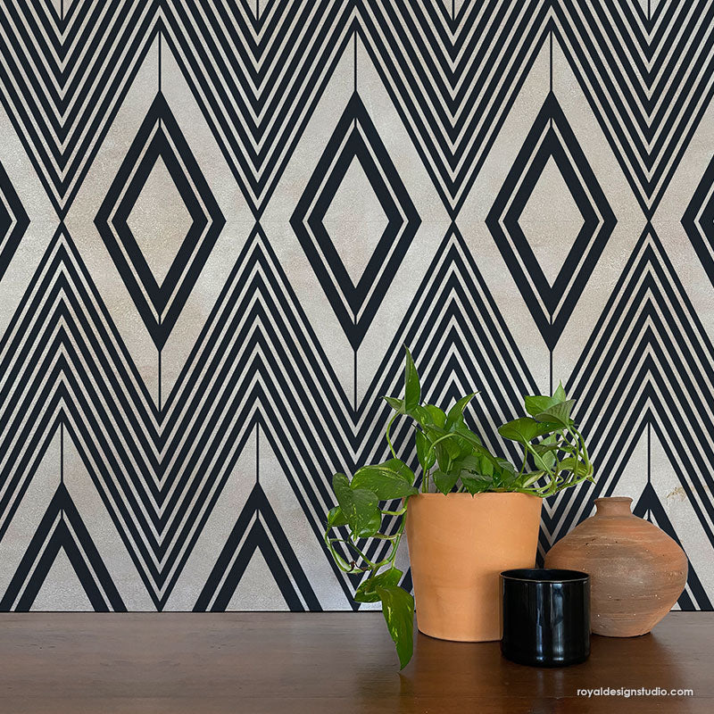 On Point Diamonds Tile Stencil