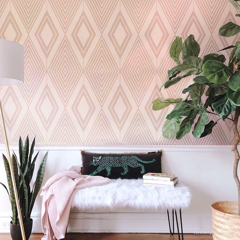 On Point Diamonds Tile Stencil