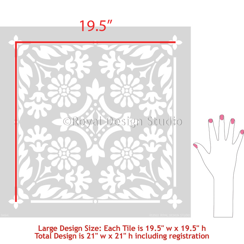 Country Floral Tile Stencil