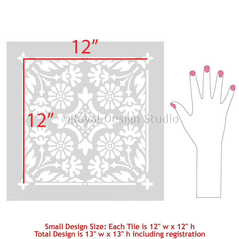 Country Floral Tile Stencil