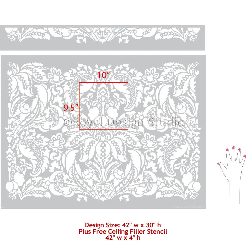 Upscaled Isadora Damask Wall Stencil