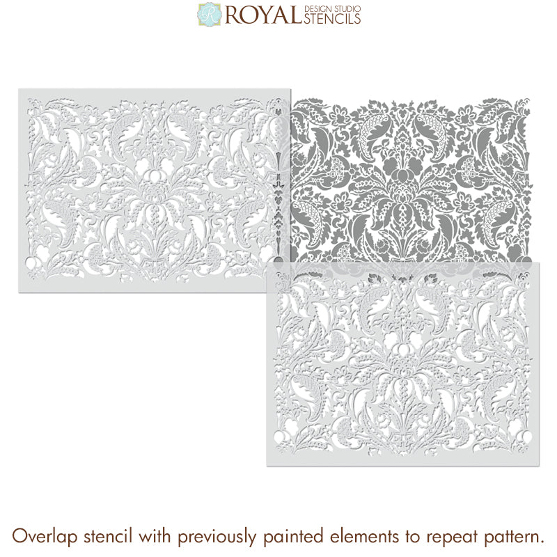 Upscaled Isadora Damask Wall Stencil