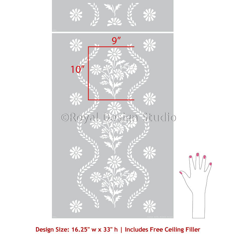 Summer Field Cottage Wall Stencil