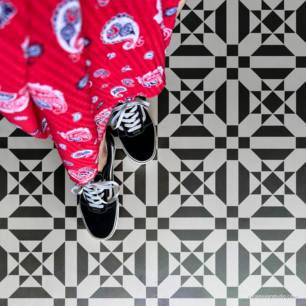 Optica Modern Floor Stencil