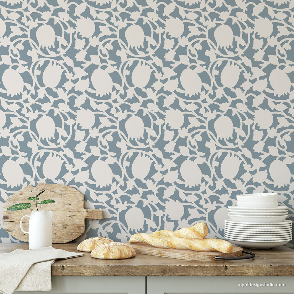 Tulip Block Print Allover Stencil