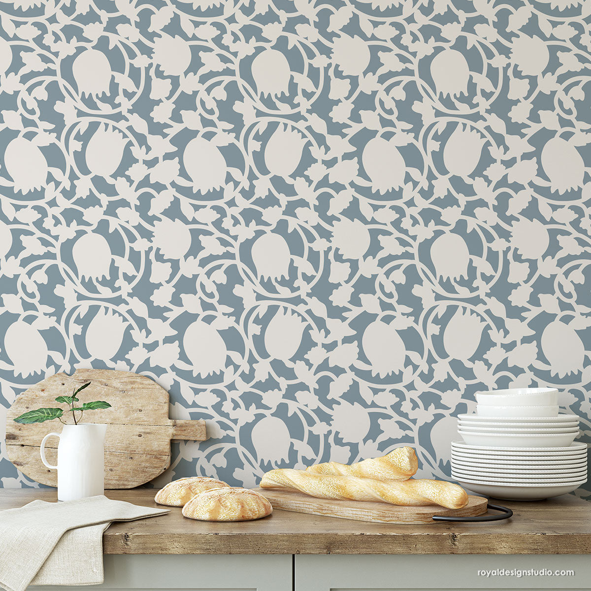 Tulip Block Print Allover Stencil