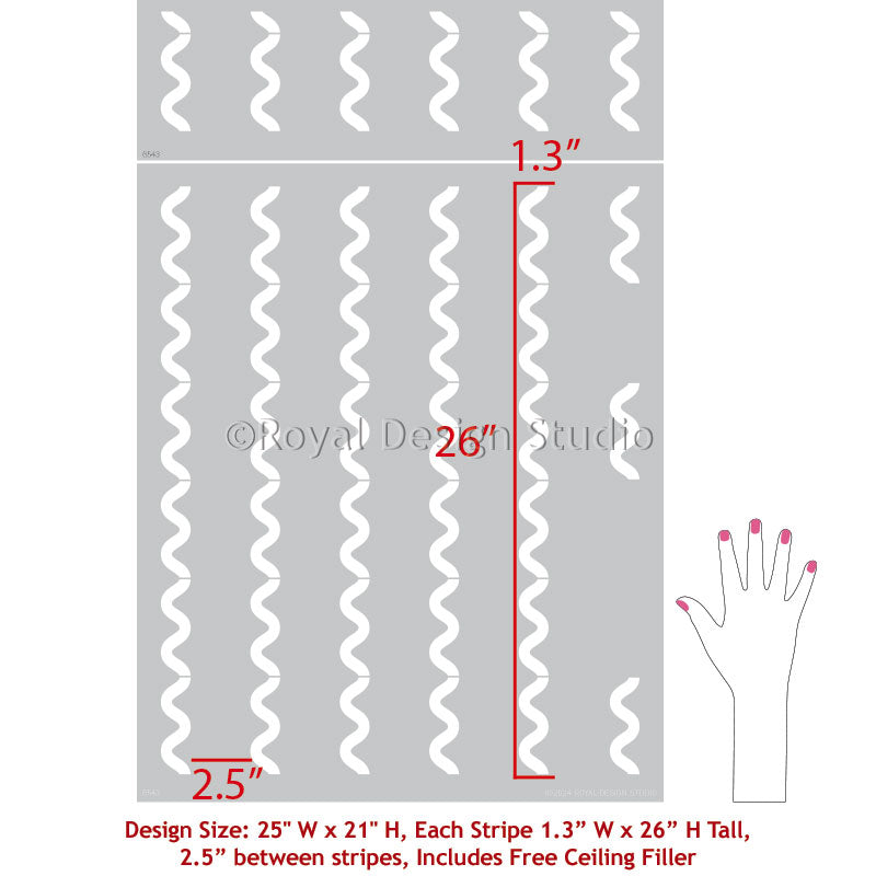 Rick Rack Ribbon Stripe Stencil