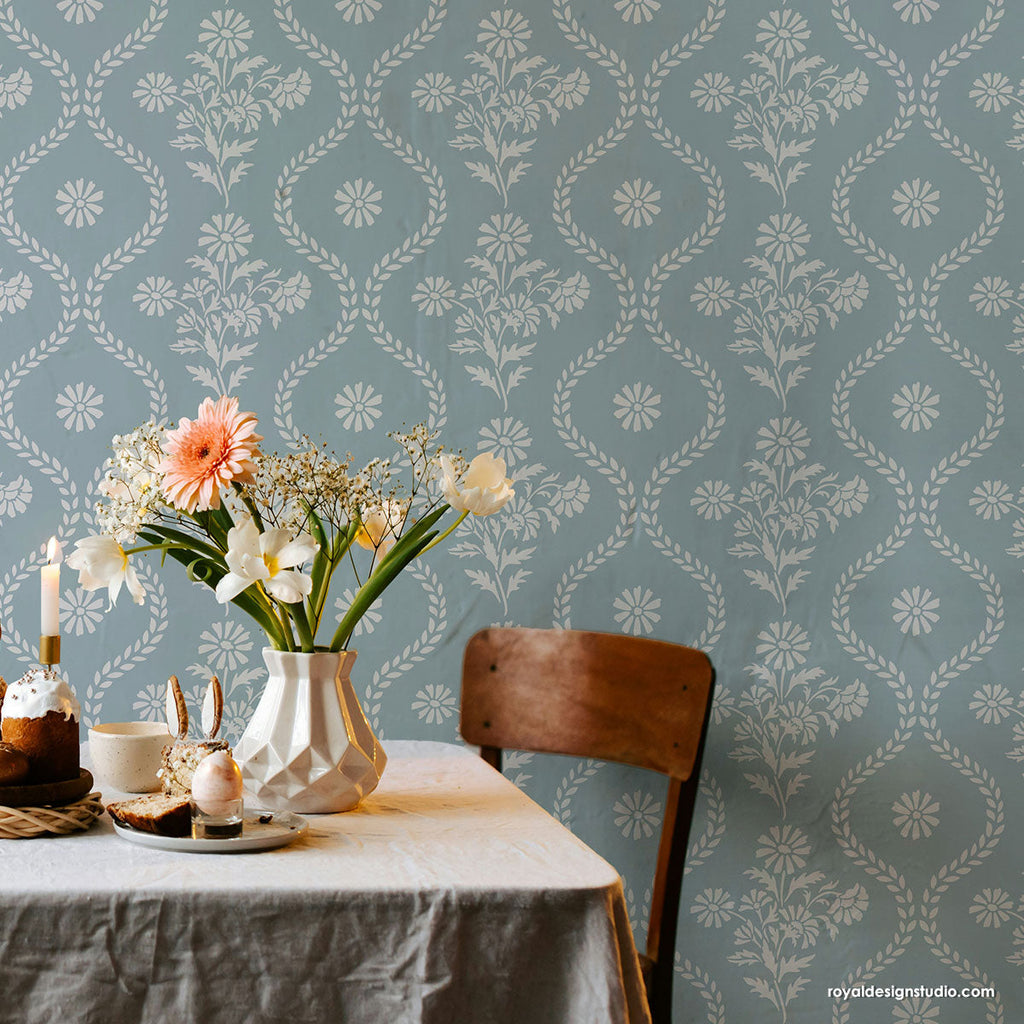 Summer Field Cottage Wall Stencil