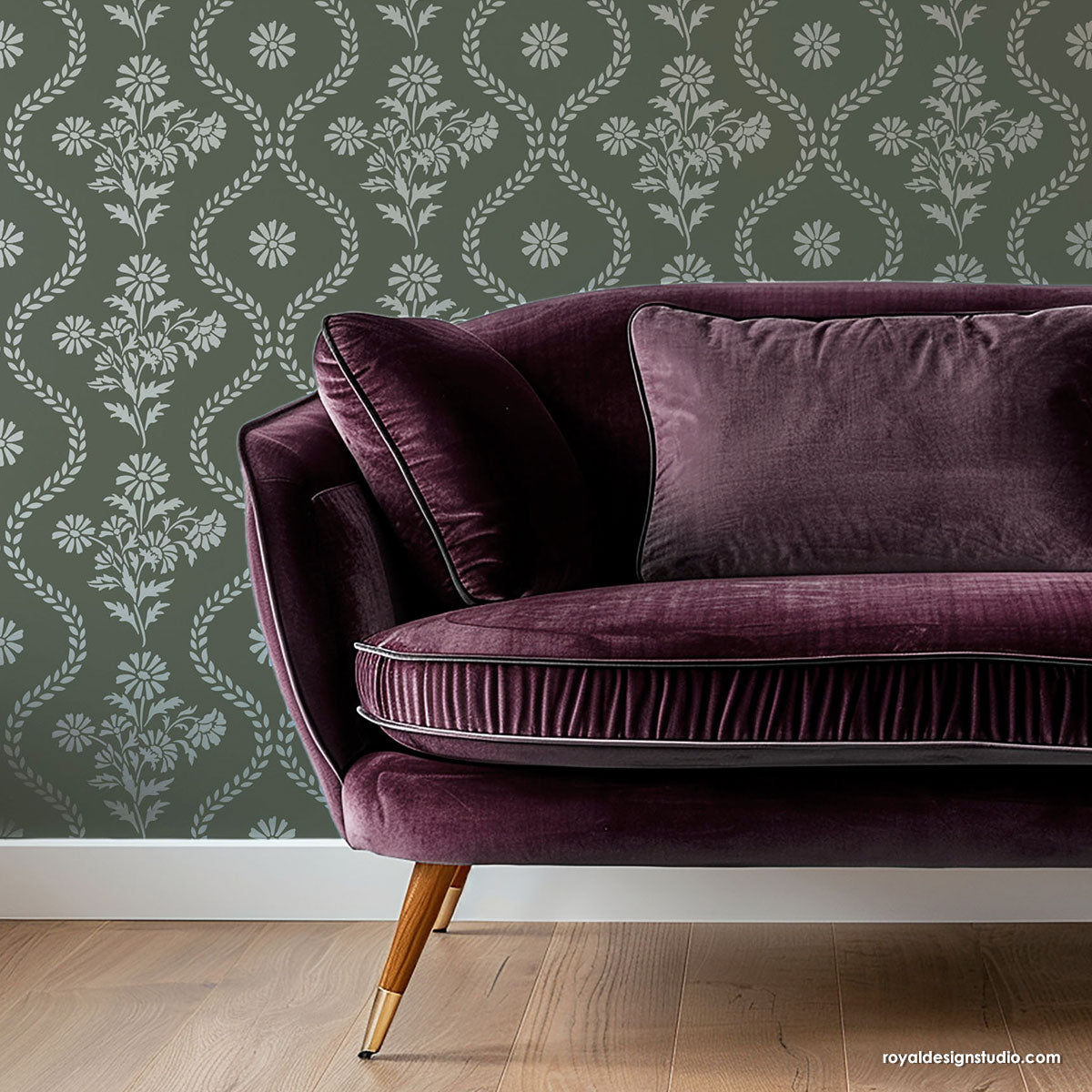 Summer Field Cottage Wall Stencil