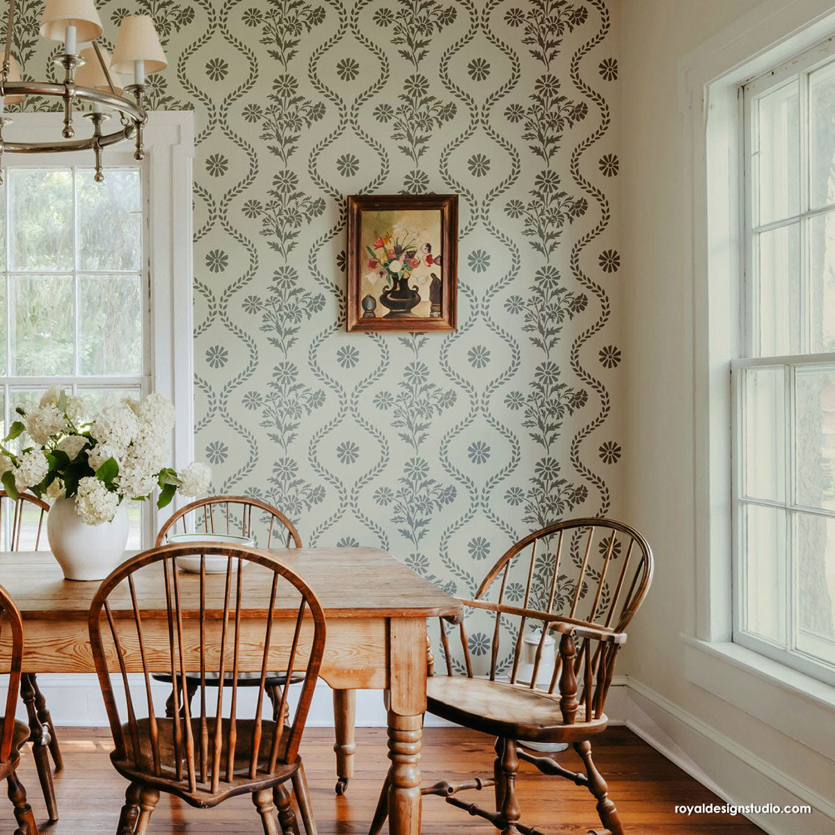 Summer Field Cottage Wall Stencil