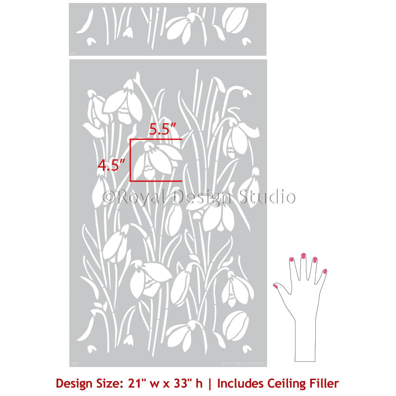 Crocus Bloom Art Nouveau Wall Stencil