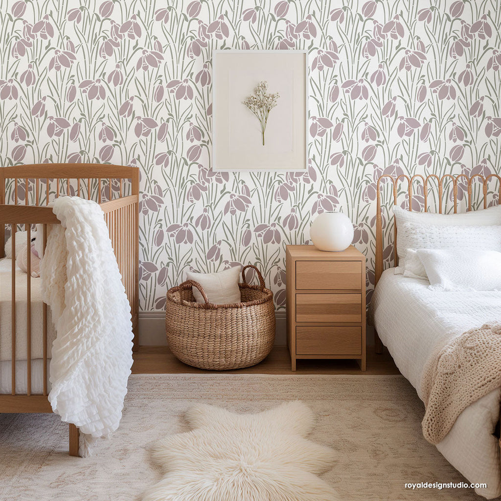 Crocus Bloom Art Nouveau Wall Stencil