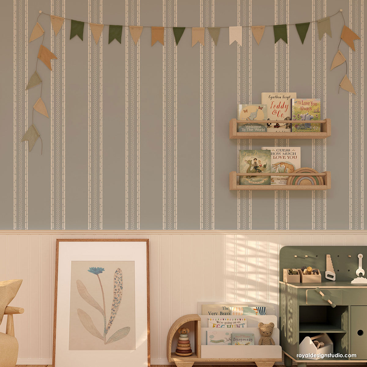 Liam Stripe Wall Stencil