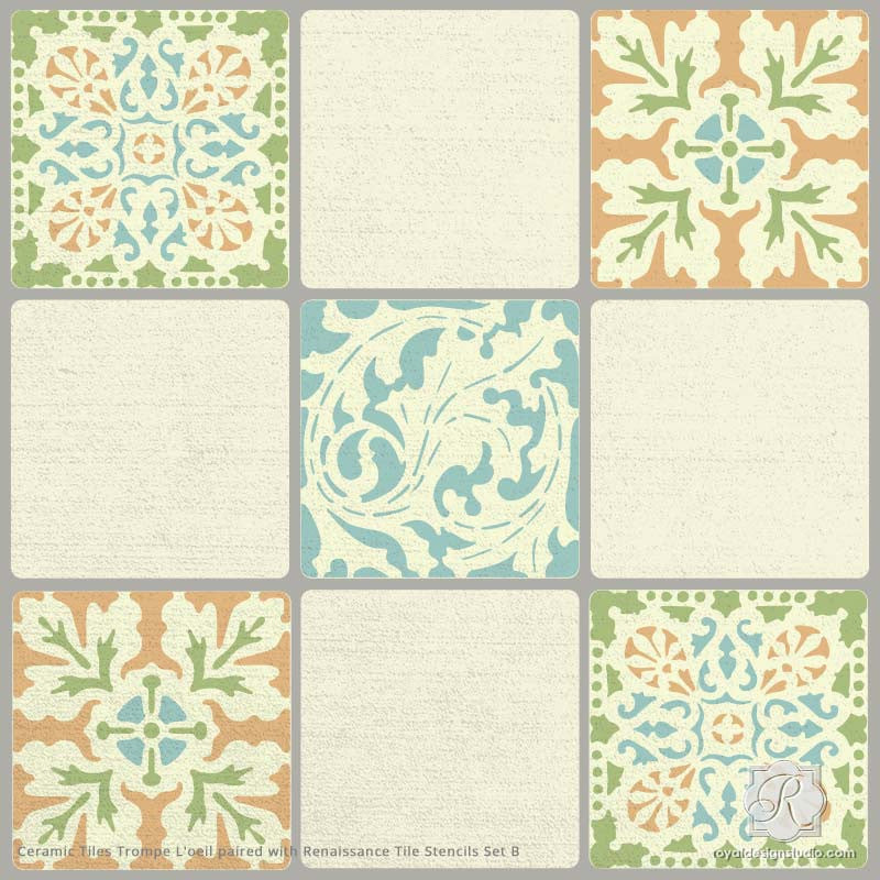 Ceramic Tiles Trompe L'oeil Stencil